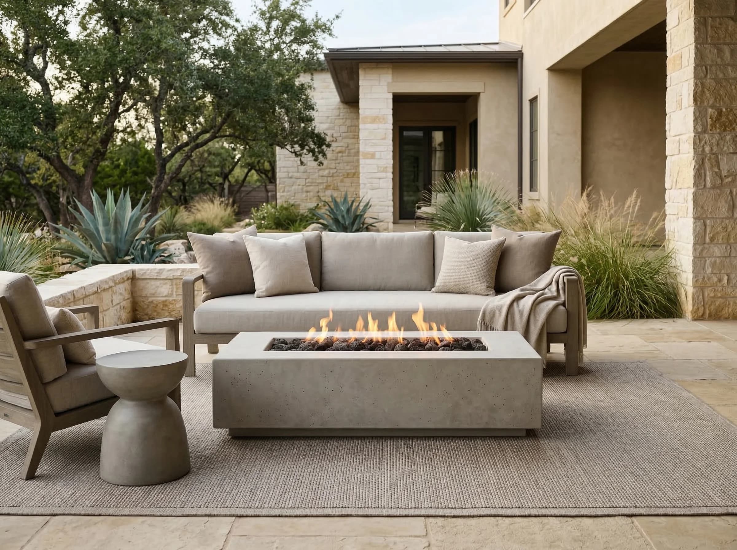 Prism Hardscapes Tavola 4 66-Inch 65,000 BTU Gas Rectangular Fire Pit Table