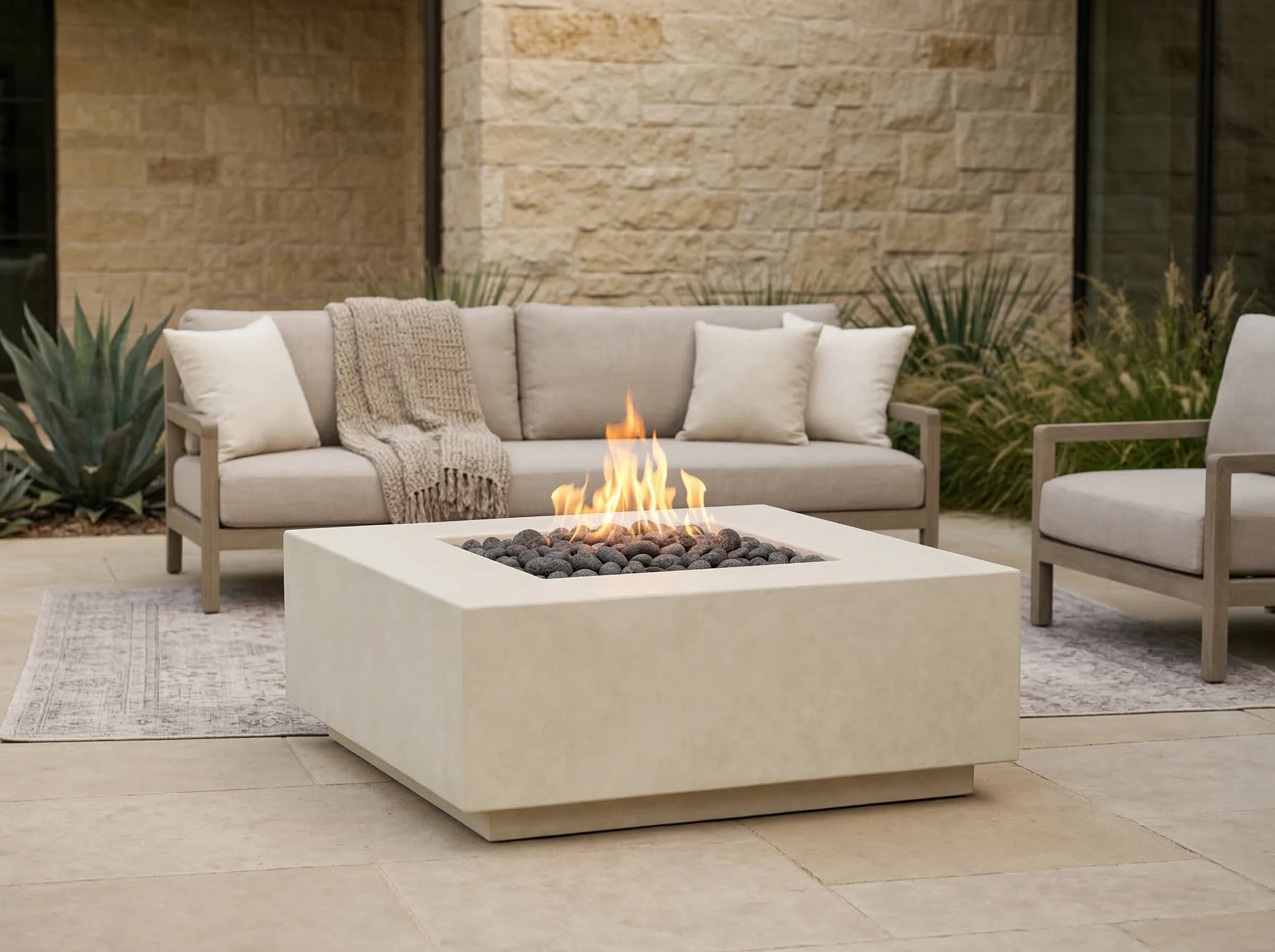 Prism Hardscapes Tavola 2 36-Inch 65,000 BTU Gas Square Fire Pit Table