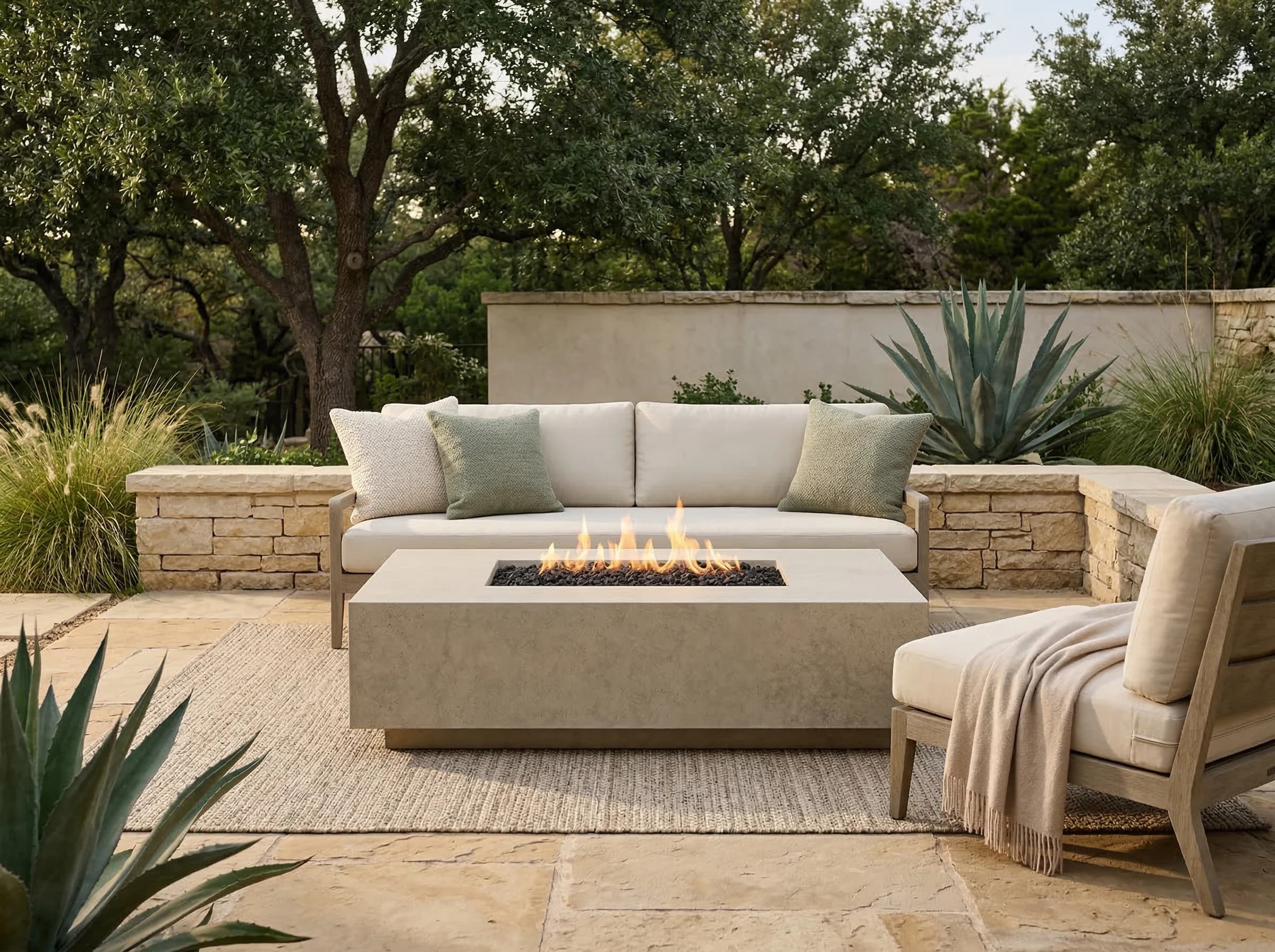 Prism Hardscapes Tavola 7 60-Inch 65,000 BTU Gas Rectangular Fire Pit Table