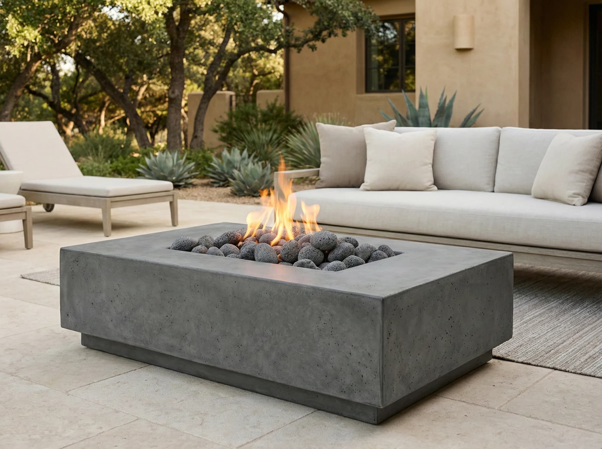 Prism Hardscapes Tavola 1 56-Inch 65,000 BTU Gas Rectangular Fire Pit Table