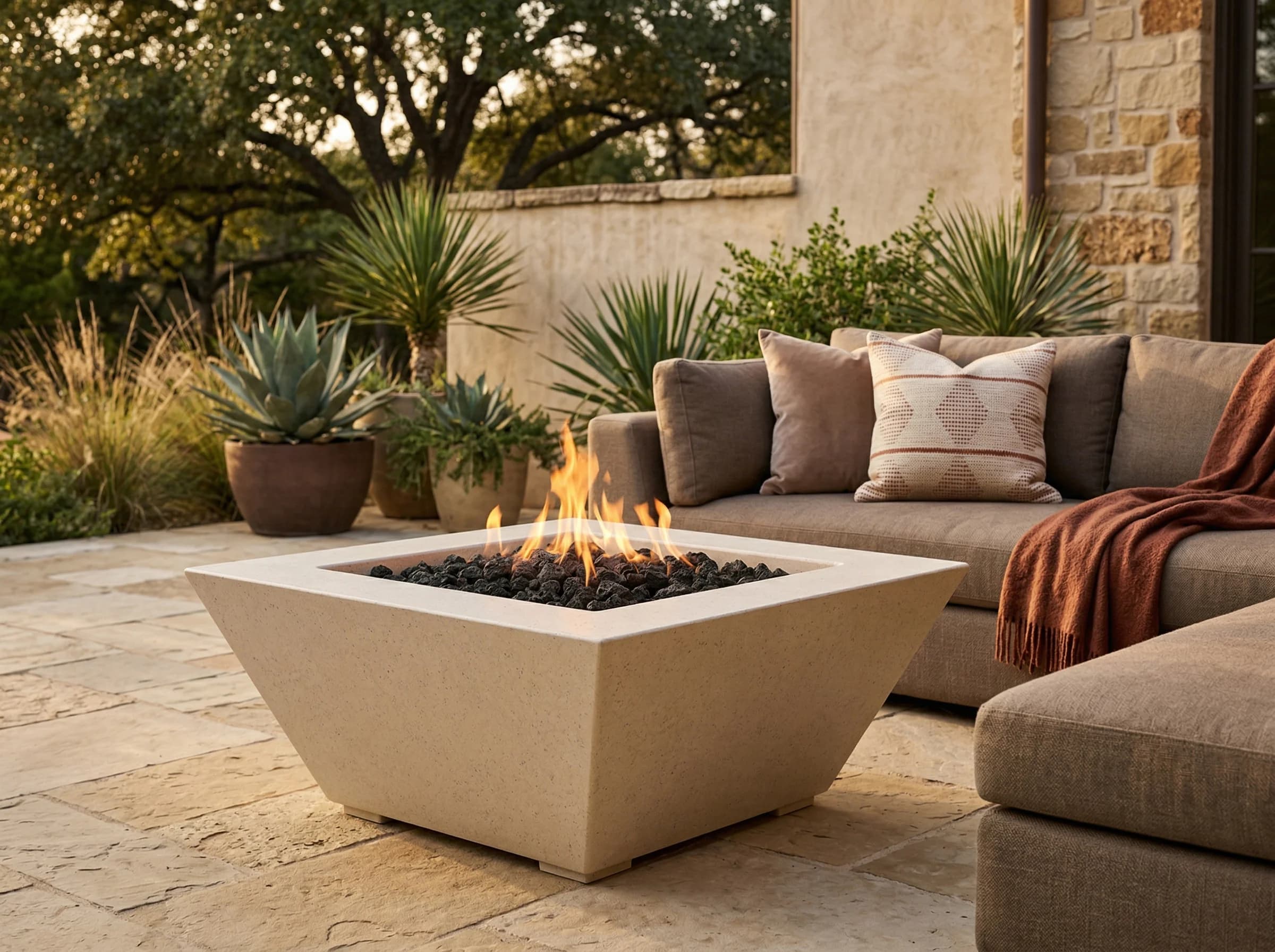 Prism Hardscapes Lombard 40-Inch 65,000 BTU Gas Square Fire Pit Table