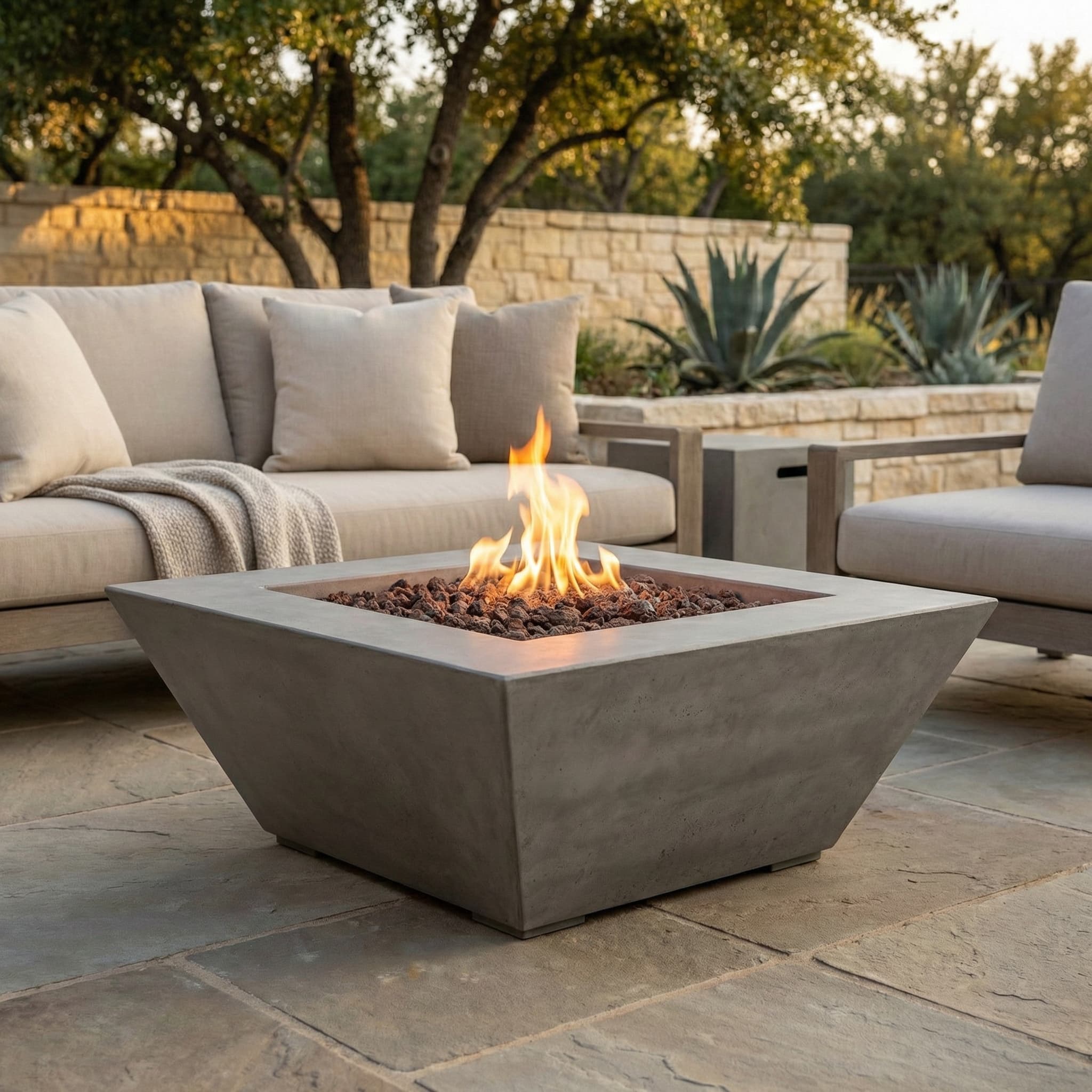 Prism Hardscapes Lombard 40-Inch 65,000 BTU Gas Square Fire Pit Table